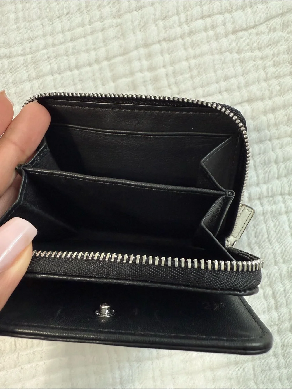 MCM White and Black Logo Zip Wallet
